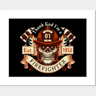 Thanking God I'm a Firefighter Fighting Fires Raleigh, NC Posters and Art